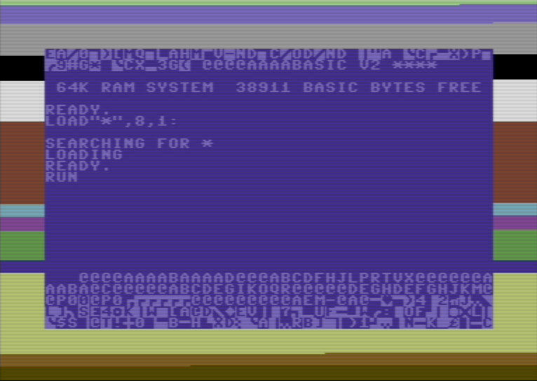 Sanxion - title / loading screen, Commodore 64