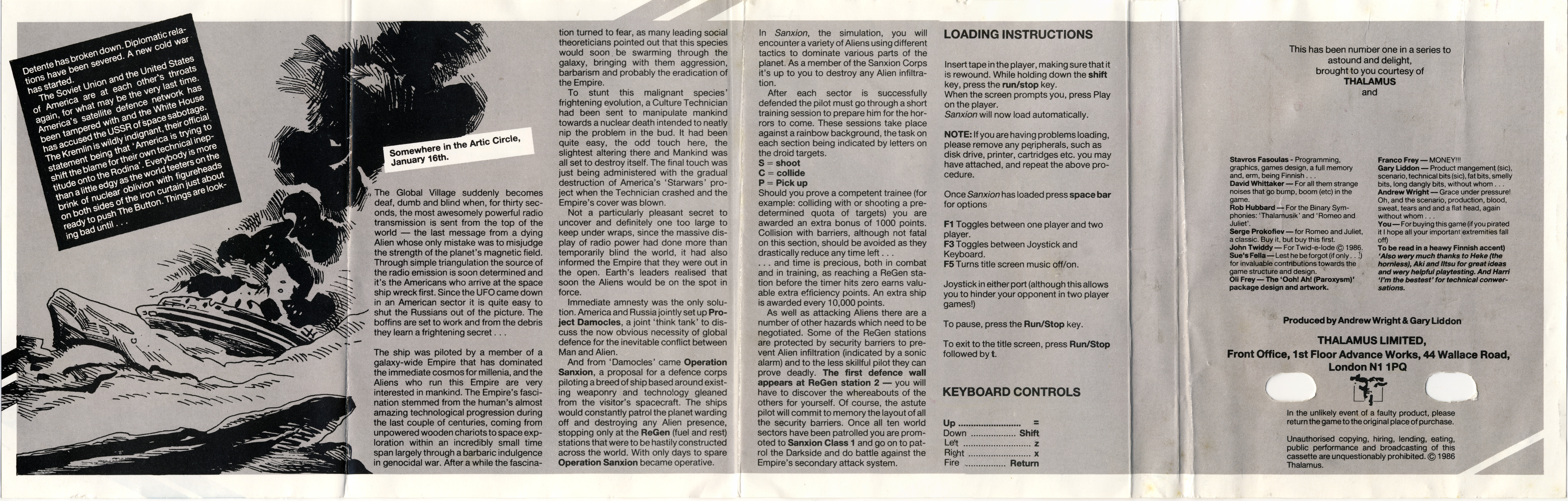 Sanxion - cassette inlay back