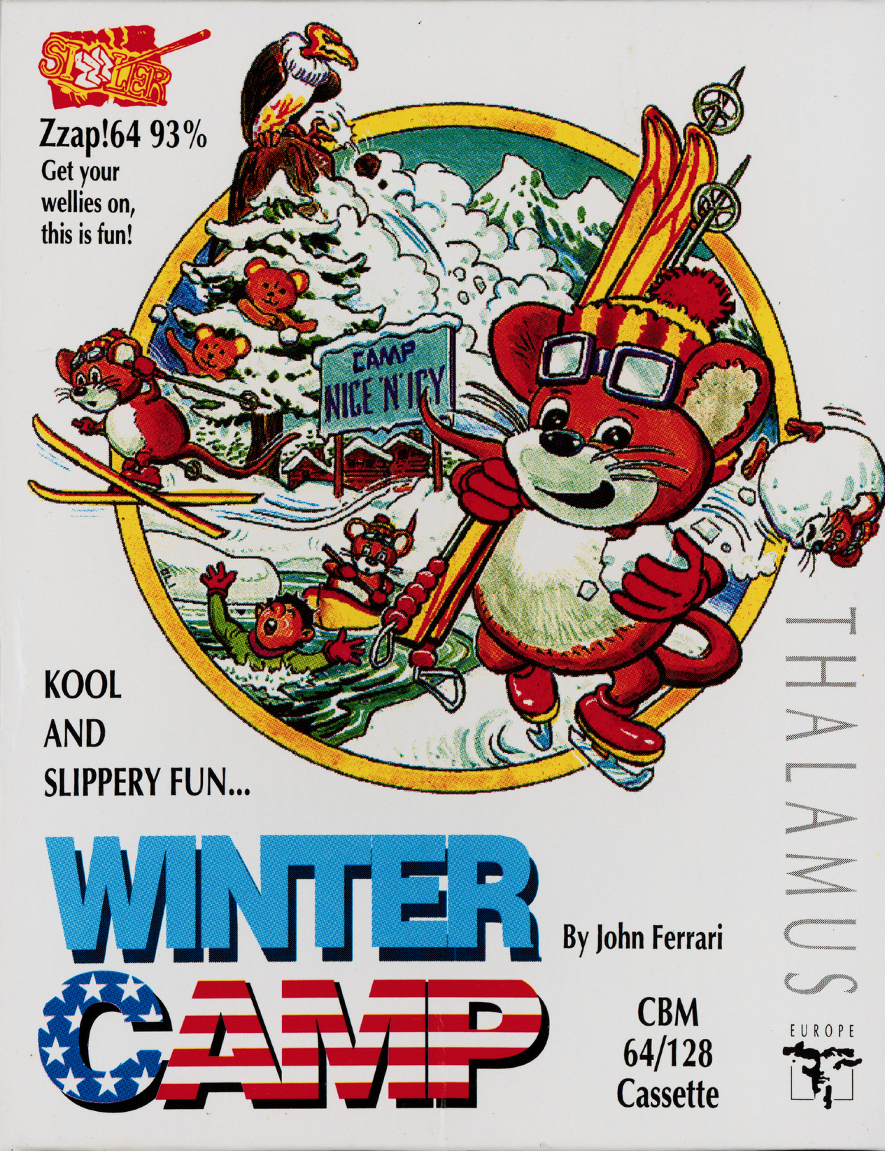 Winter Camp (1992) - box cover, Commodore 64